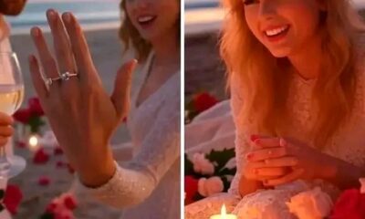 BREAKING: TAYLOR SWIFT CONFIRMS ENGAGEMENT TO TRAVIS KELCE IN ROMANTIC BEACH VIDEO! Amid candlelight, wine, and roses by the sea, Swift announces Kelce’s proposal, sending social media into a frenzy! Fans scream—Is this the prelude to the wedding of the century? Full story below👇👇👇